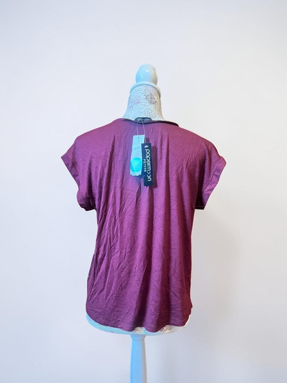 Authentic Papermoon Petite Stitch Fix Mixed Gold Dot Blouse Burgundy Plum NWT